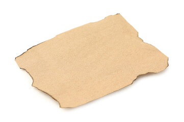 Sticker - Piece of old paper with dark burnt borders isolated on white