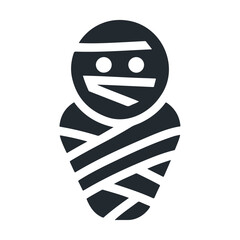 Halloween evil bandage mummy character vector icon design