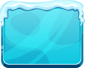 Poster - ice panel in cartoon game style. frozen button