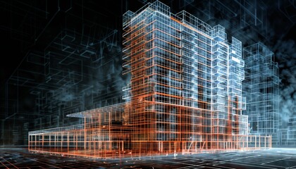 Poster - Laser-generated highrise building model a cutting-edge architectural visualization