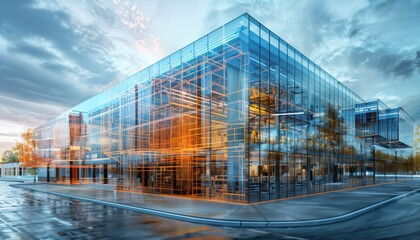 Poster - Advanced laser-generated model of a commercial building with modern architecture