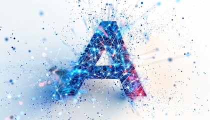 Dynamic blue typography 'a' logo on white background with digital effects