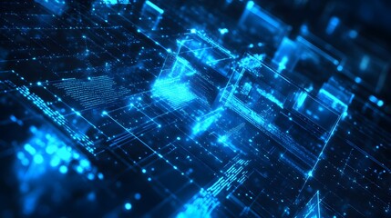 Abstract blue technology, business or science background. 