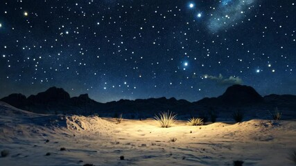 Wall Mural - a desert landscape under a star-filled sky at night