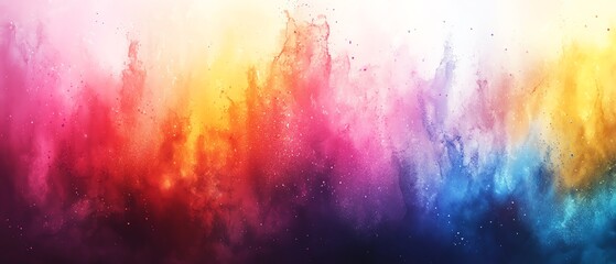 Poster - Colorful abstract 3D rendering showcasing rainbow ink splatter background