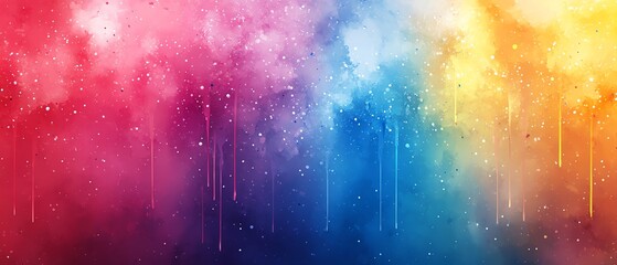 Poster - Colorful abstract 3D rendering showcasing rainbow ink splatter background