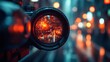 © Prostock-studio - The close-up of a camera lens highlights colorful reflections of city lights amidst a rainy atmosphere, creating a captivating urban vibe after dark.