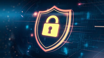 Wall Mural - a digital shield icon, symbolizing cybersecurity.