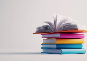 A vibrant stack of hardcover textbooks and literature in various colors representing the breadth of academic knowledge educational resources