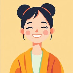 Poster - A vibrant pop art illustration of a joyful woman radiating positivity and charm, capturing an upbeat spirit beautifully.