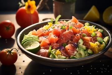 Wall Mural - Vibrant poke bowl