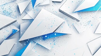 modern abstract geometric background in white and blue, mosaic, polygones and lines, pattern for product presentation copy space design