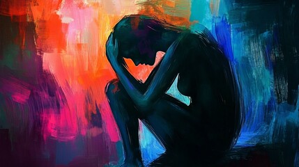 abstract art of depressed peron, concept of depression, and social anxiety