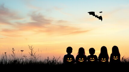 A magical Halloween pumpkin carnival with families enjoying spooky games