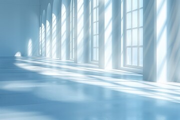 Blue Shadow: Original Background for Design or Product Presentation with Play of Light and Shadow in Light Blue Tones