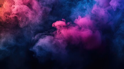 Poster - Vivid colored smoke displayed in exquisite detail on a dark background creating a mesmerizing visual effect with ample space for text
