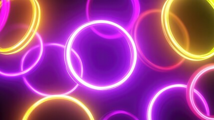 Poster - vibrant neon rings in purple yellow and pink create an abstract backdrop perfect for celebrating ath
