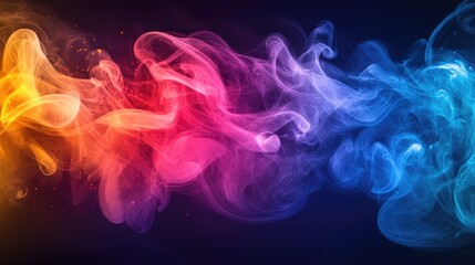 Poster - Vivid colored smoke displayed in exquisite detail on a dark background creating a mesmerizing visual effect with ample space for text