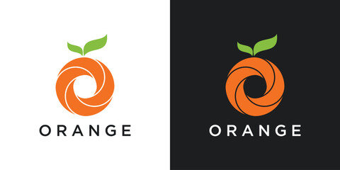 Poster - Modern orange fresh fruit logo design. Premium Vector