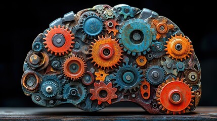 Fototapete - brain with colorful gears symbolizing innovative thinking smart ideas and creative thoughts perfect for concepts related to intelligence creativity and problem solving.illustration