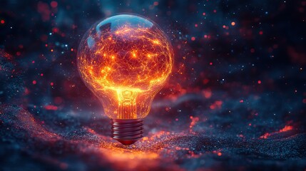 Poster - bright light bulb in the shape of the brain bursting with color symbolizes the power of innovation and creativity inspiring new ideas and imaginative solutions.stock image