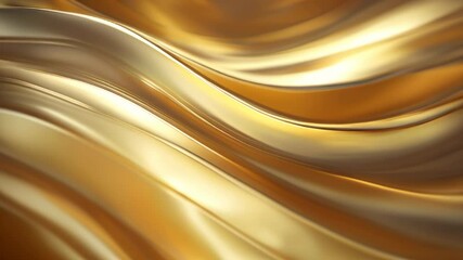 Poster - A dynamic abstract background of flowing golden waves, showcasing smooth curves and a glossy, luxurious metallic appearance.