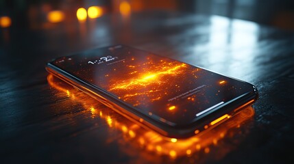 Poster - close up of smartphone screen displaying new notification alert symbolizing connectivity and real time updates ideal for illustrating mobile technology and communication concepts