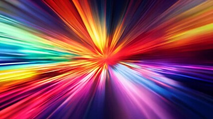 Poster - Dynamic explosion of vibrant colors in a radial blur, creating a high-energy light speed effect with glowing streaks.