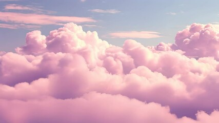 Wall Mural - fluffy pink clouds float against a soft blue sky, creating a serene and dreamlike atmosphere with a 