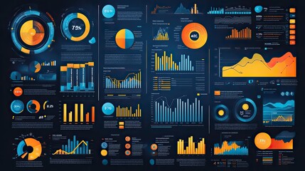 Fototapete - dynamic business dat presentation featuring detailed diagrams vibrant graphs and colorful charts perfect for illustrating financial trends market analysis and performance metrics