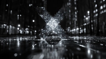 Poster - large white x on black background symbolizes the intersection of ideas and connections on social medi platforms