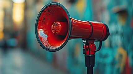 Poster - megaphone aimed at target symbolizes focused marketing efforts and clear communication of marketing goals