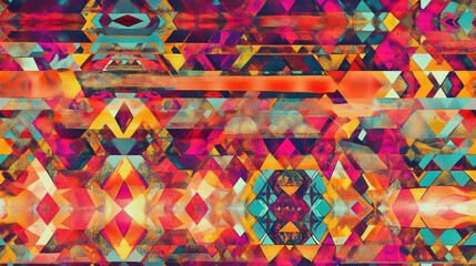 Poster - Car with triangle kaleidoscope effect resembling a batik pattern for design backgrounds