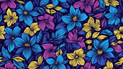 Poster - hand drawn floral pattern with a seamless design