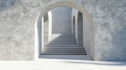 Poster - 3D rendering of an arched wall with stairway scenes