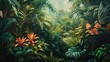 © VRVisionary - Oil painting depicting lush tropical jungles rich in greenery and vibrant flora