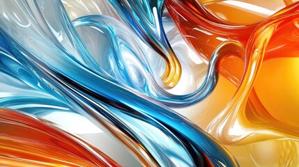Poster - Colorful Abstract 3D Glass Waves