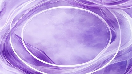 Poster - Oval stroke artwork in violet tones on a purple background featuring white negative space designed as a watercolor style banner with an empty oval frame