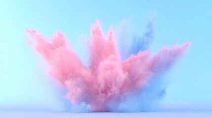 Poster - Explosion of pink and blue powder in a 3D cartoon rendering Captured motion freeze of color powder bursting 3D illustration