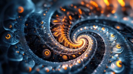 Poster - Abstract fractal background with 3D rendering showcasing technology themes