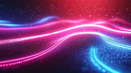 Poster - Abstract textured background featuring a neon glowing wave line creating an energetic light motion effect suitable for wallpaper or design purposes