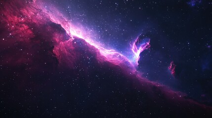 Canvas Print - 3D rendering of a colorful red violet nebula in outer space featuring the horsehead nebula and an unusual nebula in a distant galaxy