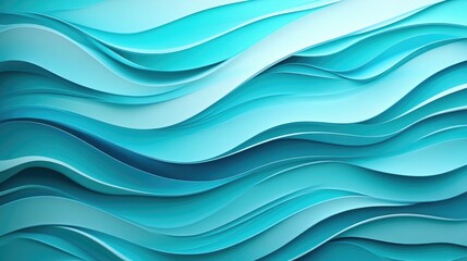 Poster - Flowing Wave Pattern on Aqua Background