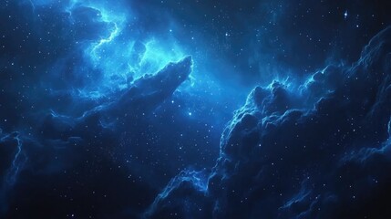 Poster - 3d cartoon depiction of nebulae in blue colors