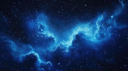 Poster - Abstract blue star universe space background featuring a 3D cartoon rendering of a nebula and shining stars Colorful cosmos with stardust and the Milky Way galaxy Starry night sky and stardust in 