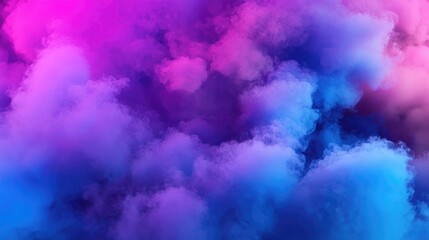 Neon blue and purple multicolored smoke cloud design elements featuring a vibrant abstract background with smooth gestures on the screen