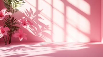 Poster - 3d rendering of an abstract pink color gradient studio background for product presentation featuring