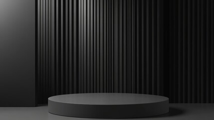 Poster - Minimalist podium scene for mock up presentation with ample copy space featuring an abstract 3D rendered background design