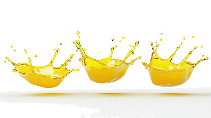 Poster - Dynamic Yellow Liquid Splashes Captured in Mid-Air on Clear Background Generative AI