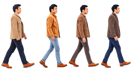 Poster - asian men in casual outfits on a clear background generative ai
